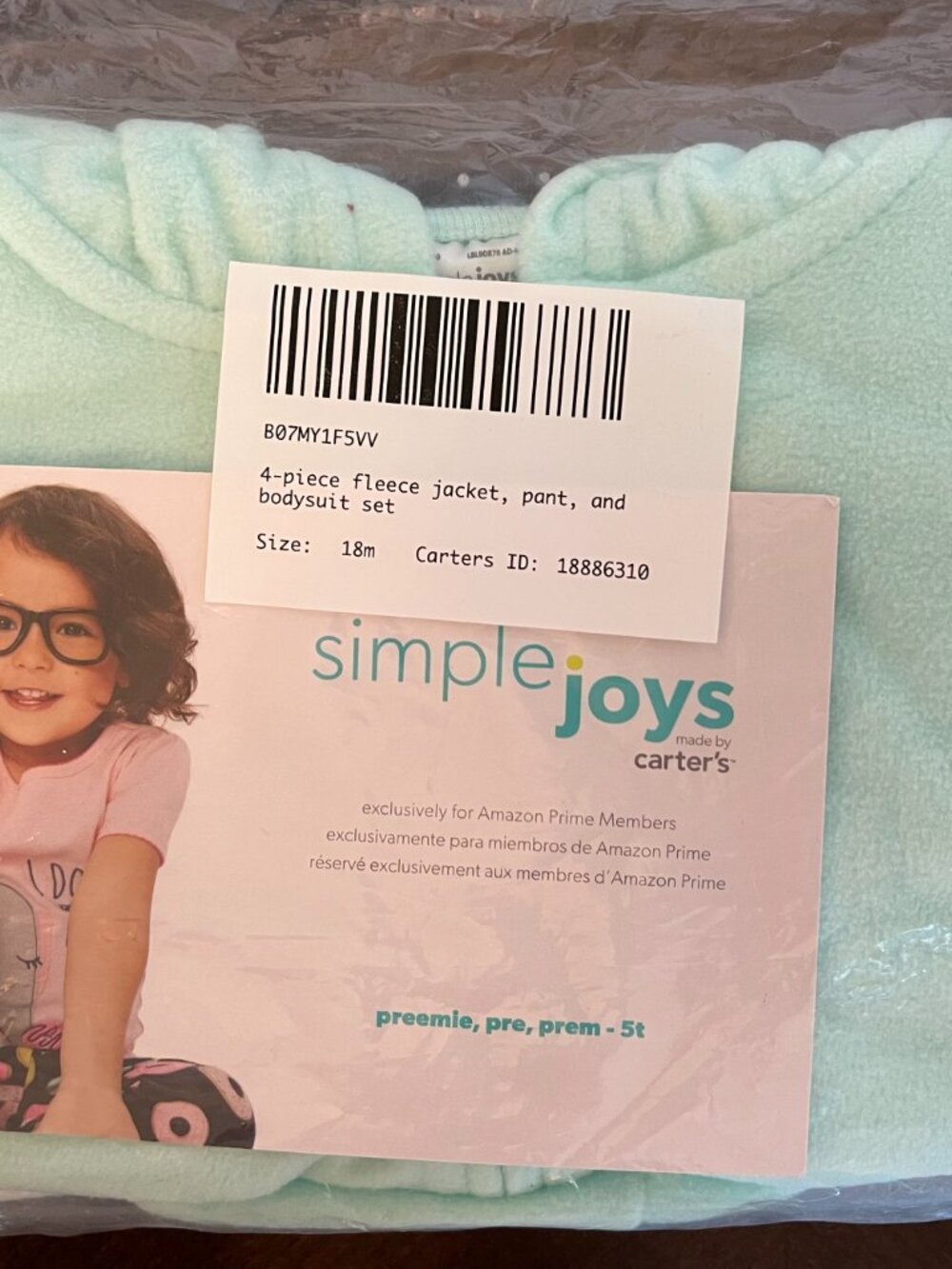 Unicorn Simple Joys by Carter's Baby Girls 4 piece Jacket Pant, Bodysuit 18M New - Picture 2 of 4